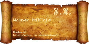 Wohner Mária névjegykártya